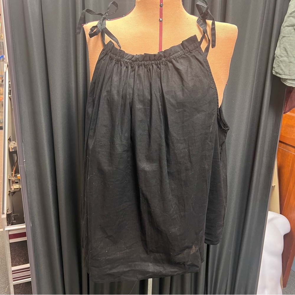 Black Women's Top with Tie Straps A